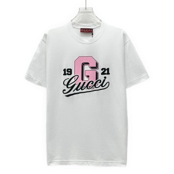 Gucci | Tops | Gucci 225 White Logo Letter Print Cotton Crew Neck